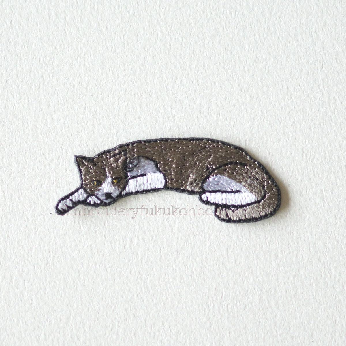 陽だまりのハチワレ　猫　はちわれ　刺繍　ワッペン　刺繍ワッペン | 11枚目
