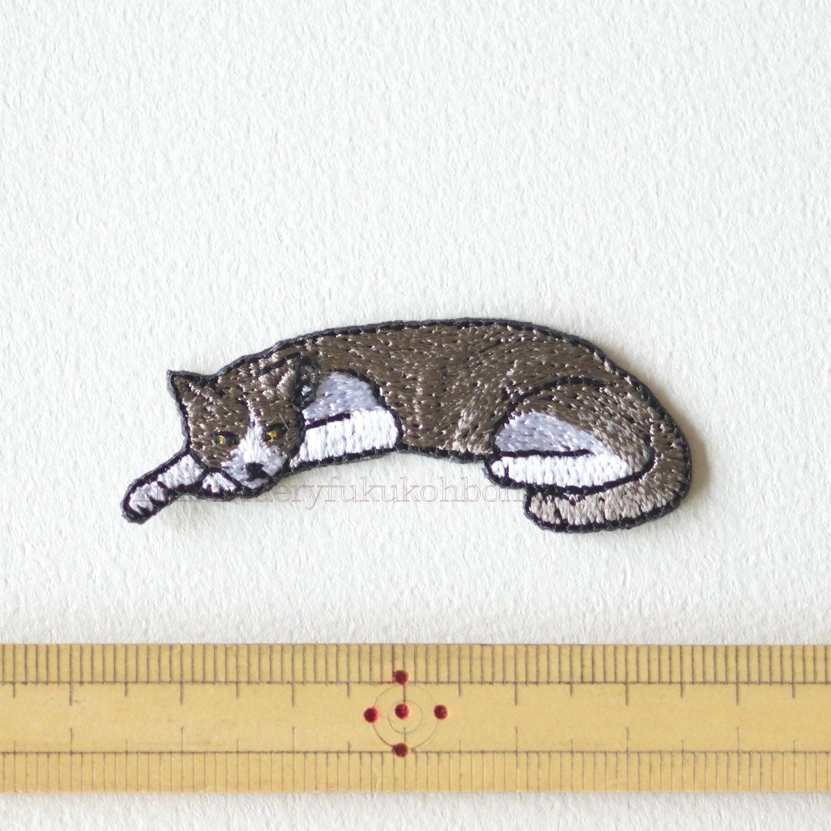 陽だまりのハチワレ　猫　はちわれ　刺繍　ワッペン　刺繍ワッペン | 12枚目
