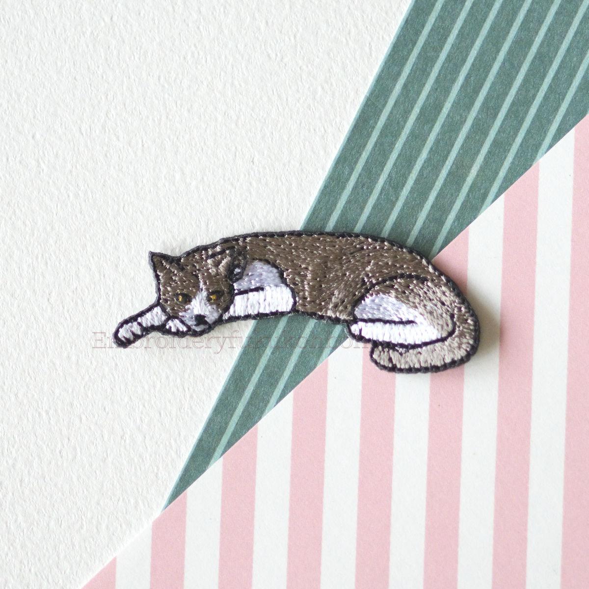 陽だまりのハチワレ　猫　はちわれ　刺繍　ワッペン　刺繍ワッペン | 14枚目