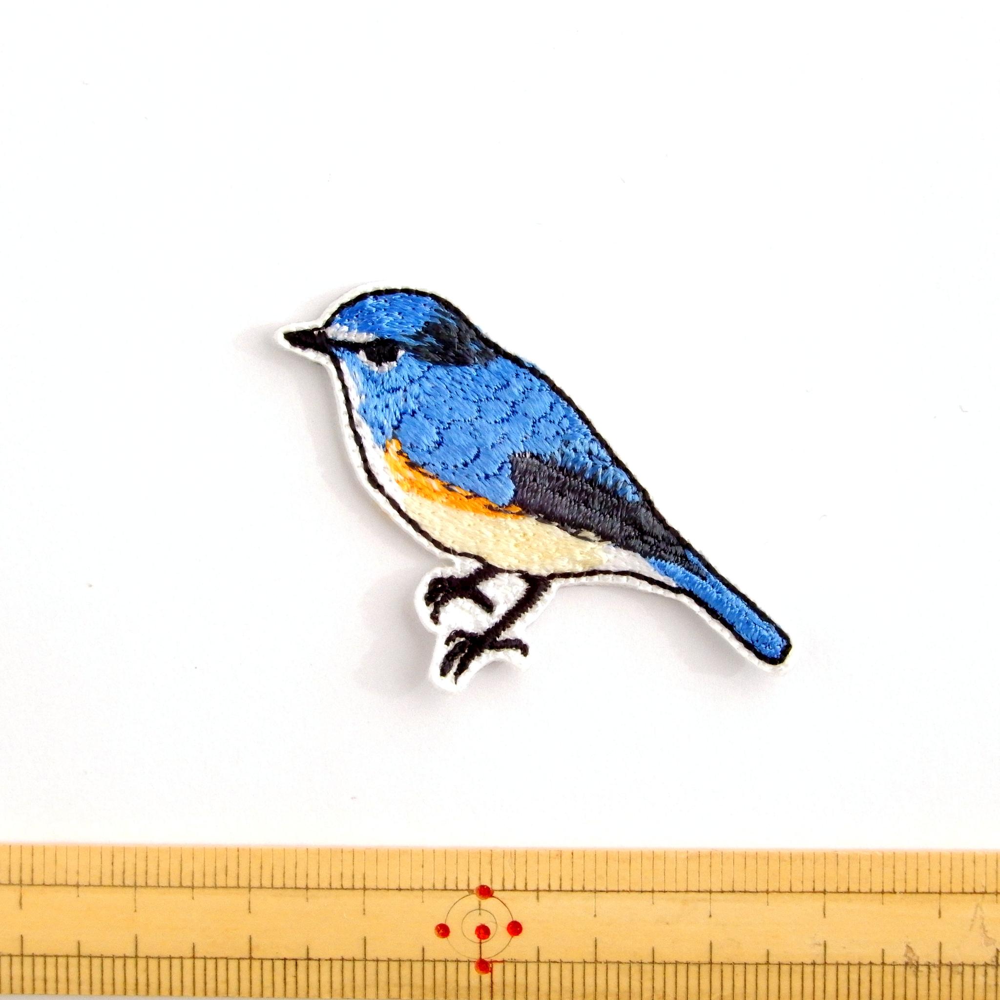 ルリビタキ　刺繍ワッペン　瑠璃鶲　小鳥　野鳥　オス | 2枚目