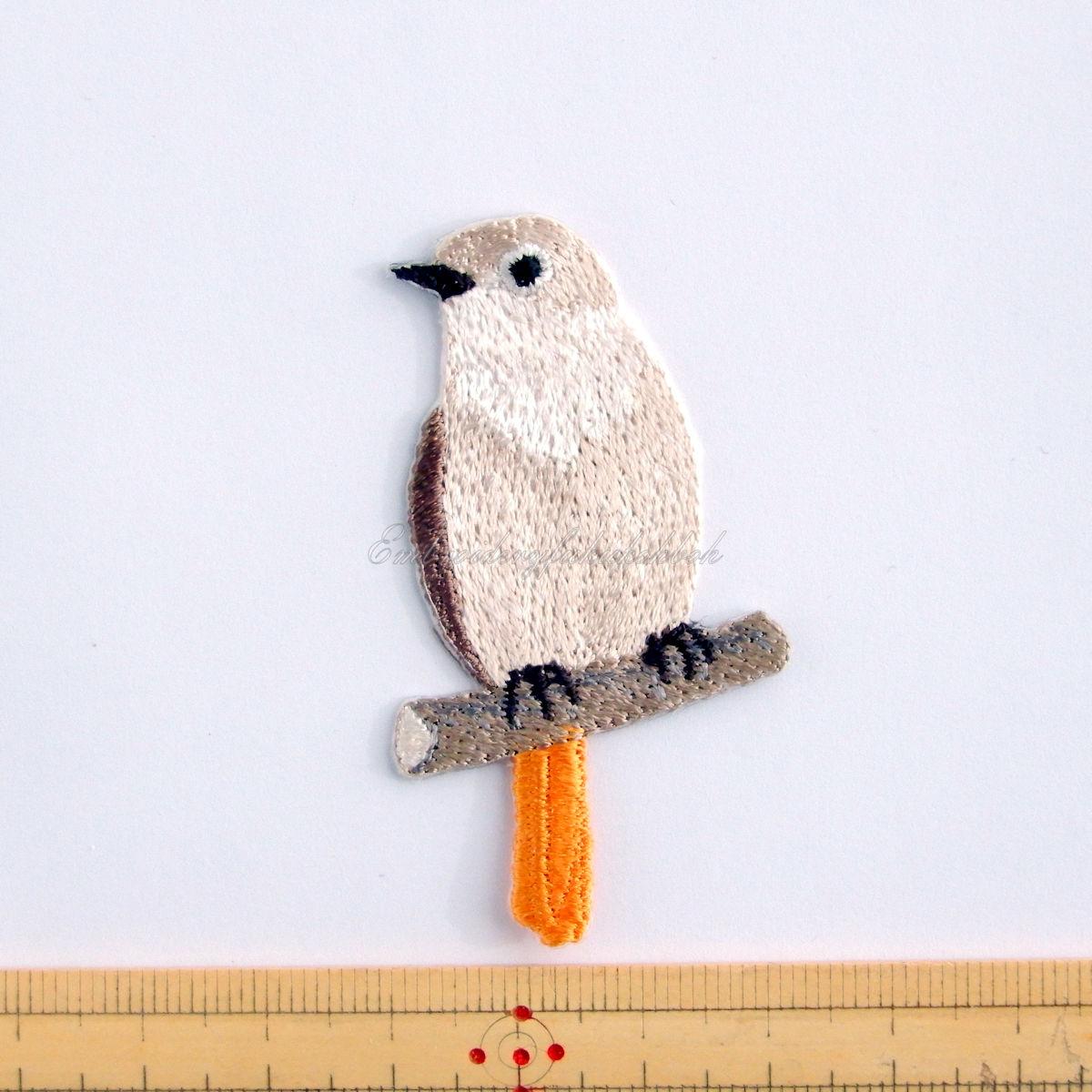 ジョウビタキ　メス　刺繍ワッペン　尉鶲　常鶲　小鳥　渡り鳥　ジョビコ | 2枚目