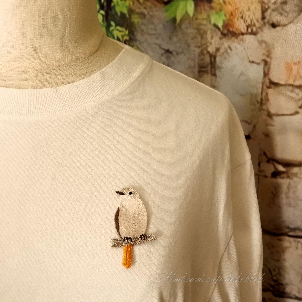 ジョウビタキ　メス　刺繍ワッペン　尉鶲　常鶲　小鳥　渡り鳥　ジョビコ | 6枚目