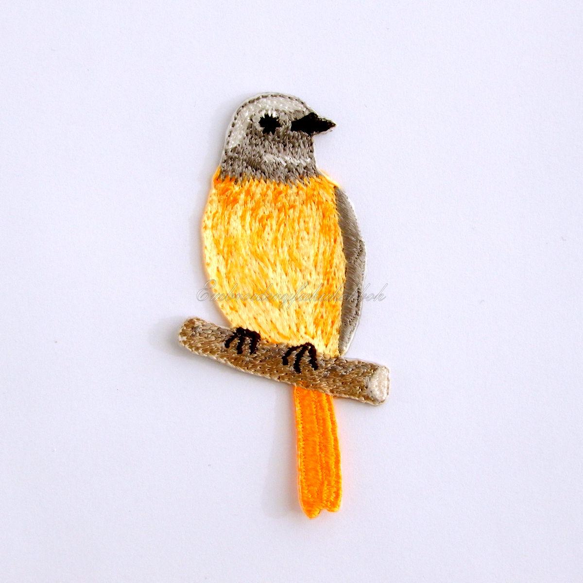 ジョウビタキ　オス　刺繍ワッペン　尉鶲　常鶲　小鳥　渡り鳥1枚目の画像