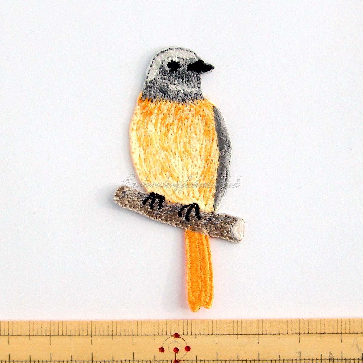ジョウビタキ　オス　刺繍ワッペン　尉鶲　常鶲　小鳥　渡り鳥 | 2枚目