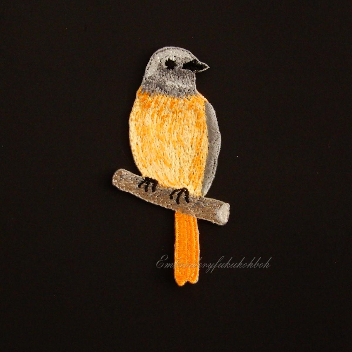 ジョウビタキ　オス　刺繍ワッペン　尉鶲　常鶲　小鳥　渡り鳥 | 3枚目