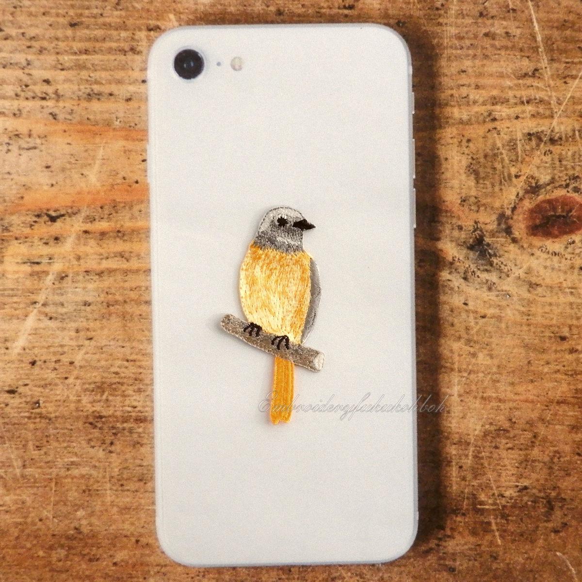 ジョウビタキ　オス　刺繍ワッペン　尉鶲　常鶲　小鳥　渡り鳥 | 4枚目