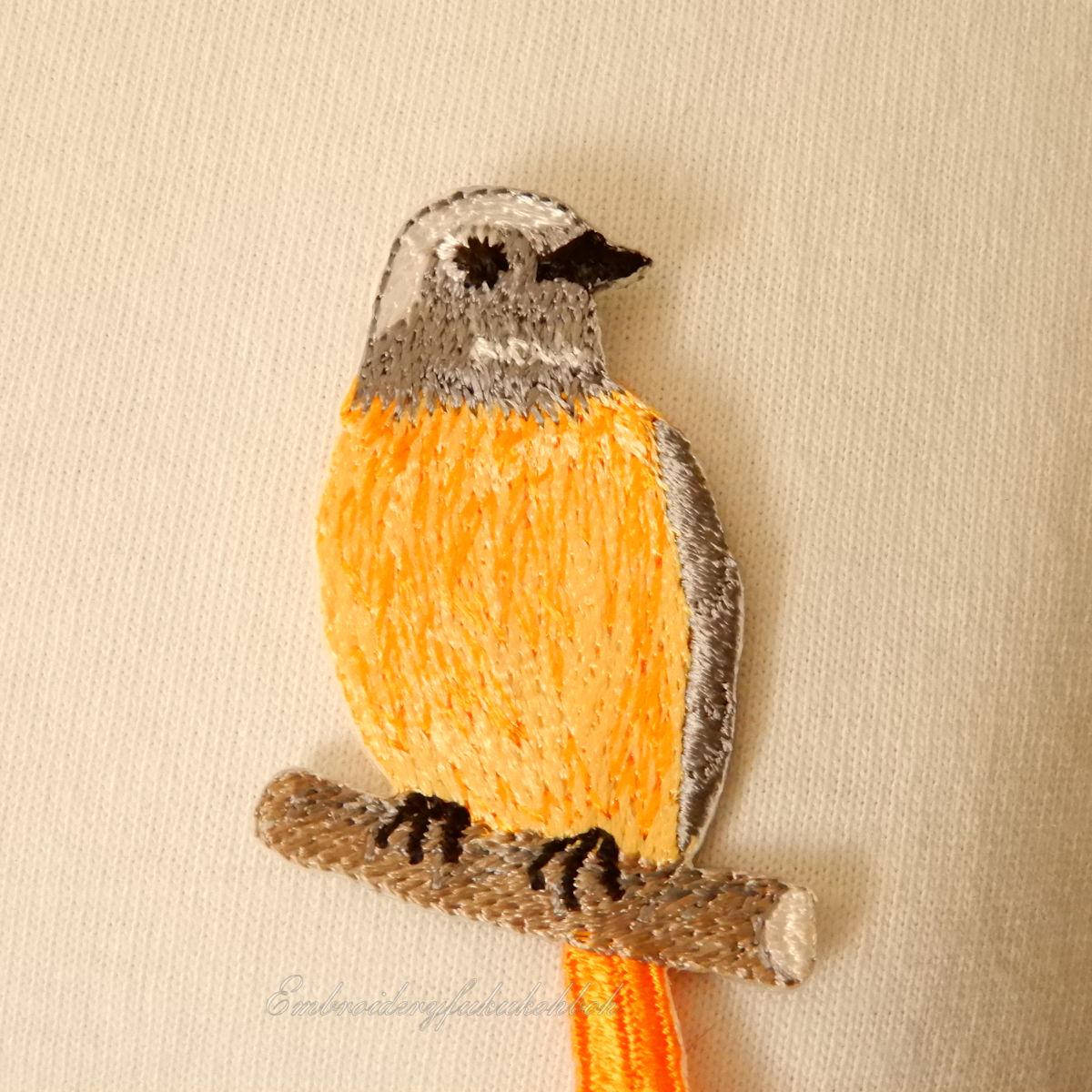 ジョウビタキ　オス　刺繍ワッペン　尉鶲　常鶲　小鳥　渡り鳥 | 7枚目